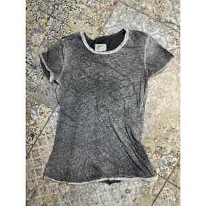 Current Elliott Women's Gray Burnout T Shirt Vintage Wash Raw Edge Size Small